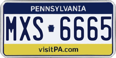 PA license plate MXS6665