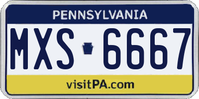 PA license plate MXS6667