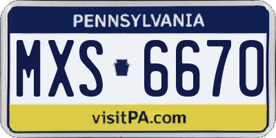 PA license plate MXS6670