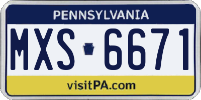 PA license plate MXS6671