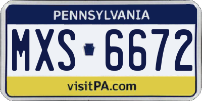 PA license plate MXS6672