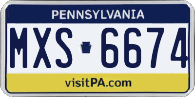 PA license plate MXS6674