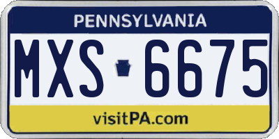 PA license plate MXS6675