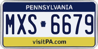 PA license plate MXS6679