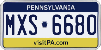 PA license plate MXS6680