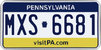 PA license plate MXS6681