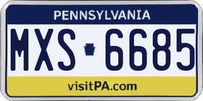 PA license plate MXS6685