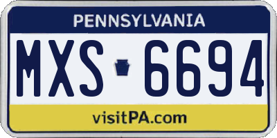 PA license plate MXS6694