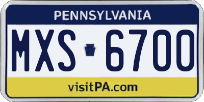 PA license plate MXS6700