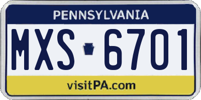 PA license plate MXS6701