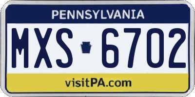 PA license plate MXS6702