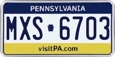 PA license plate MXS6703
