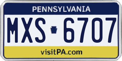 PA license plate MXS6707
