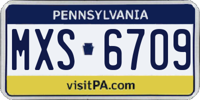 PA license plate MXS6709