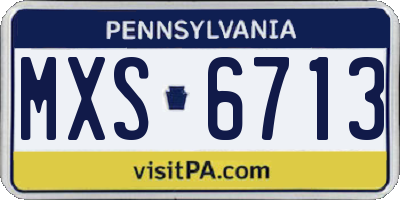 PA license plate MXS6713
