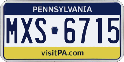 PA license plate MXS6715