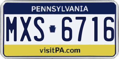 PA license plate MXS6716
