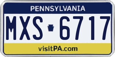 PA license plate MXS6717