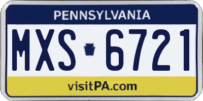 PA license plate MXS6721