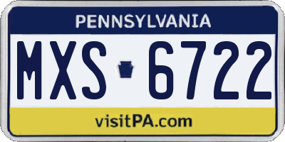 PA license plate MXS6722