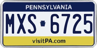PA license plate MXS6725