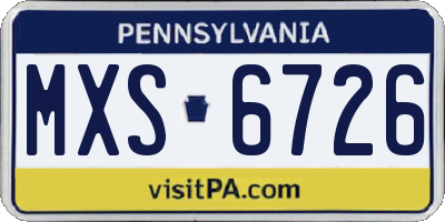 PA license plate MXS6726