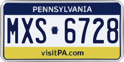 PA license plate MXS6728
