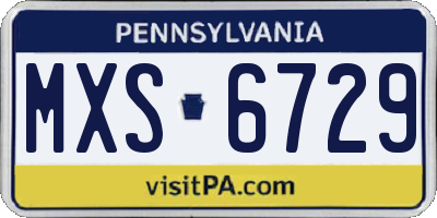 PA license plate MXS6729