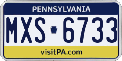 PA license plate MXS6733