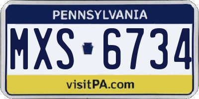 PA license plate MXS6734