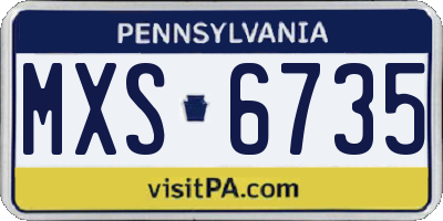 PA license plate MXS6735