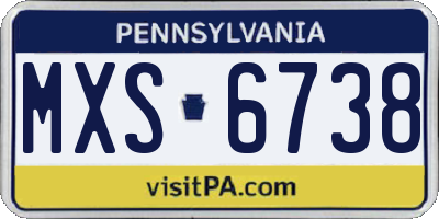 PA license plate MXS6738