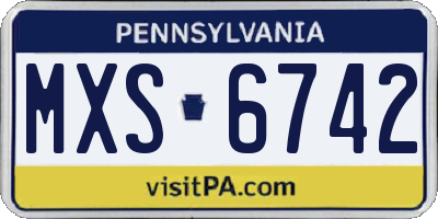 PA license plate MXS6742