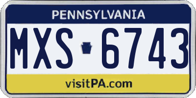 PA license plate MXS6743