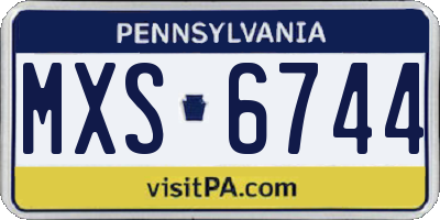 PA license plate MXS6744