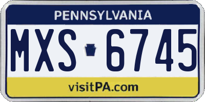 PA license plate MXS6745