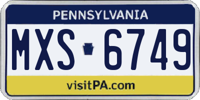 PA license plate MXS6749