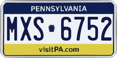 PA license plate MXS6752
