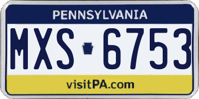PA license plate MXS6753