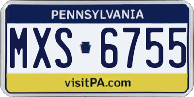 PA license plate MXS6755