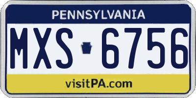 PA license plate MXS6756