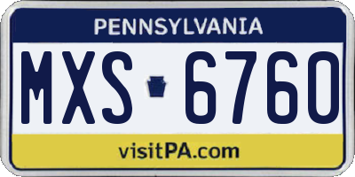 PA license plate MXS6760