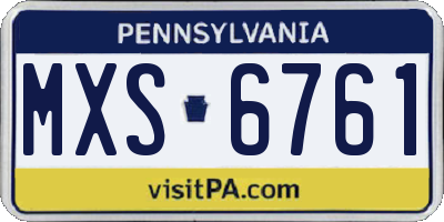 PA license plate MXS6761