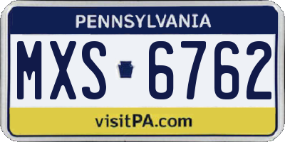PA license plate MXS6762