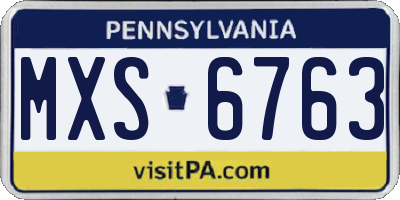 PA license plate MXS6763