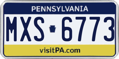 PA license plate MXS6773