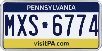 PA license plate MXS6774