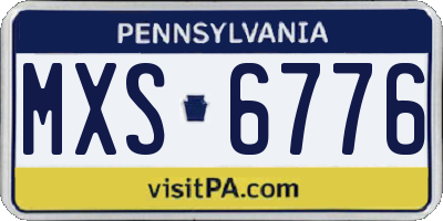 PA license plate MXS6776