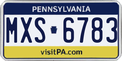 PA license plate MXS6783