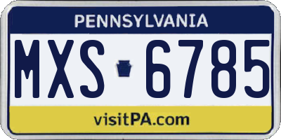 PA license plate MXS6785